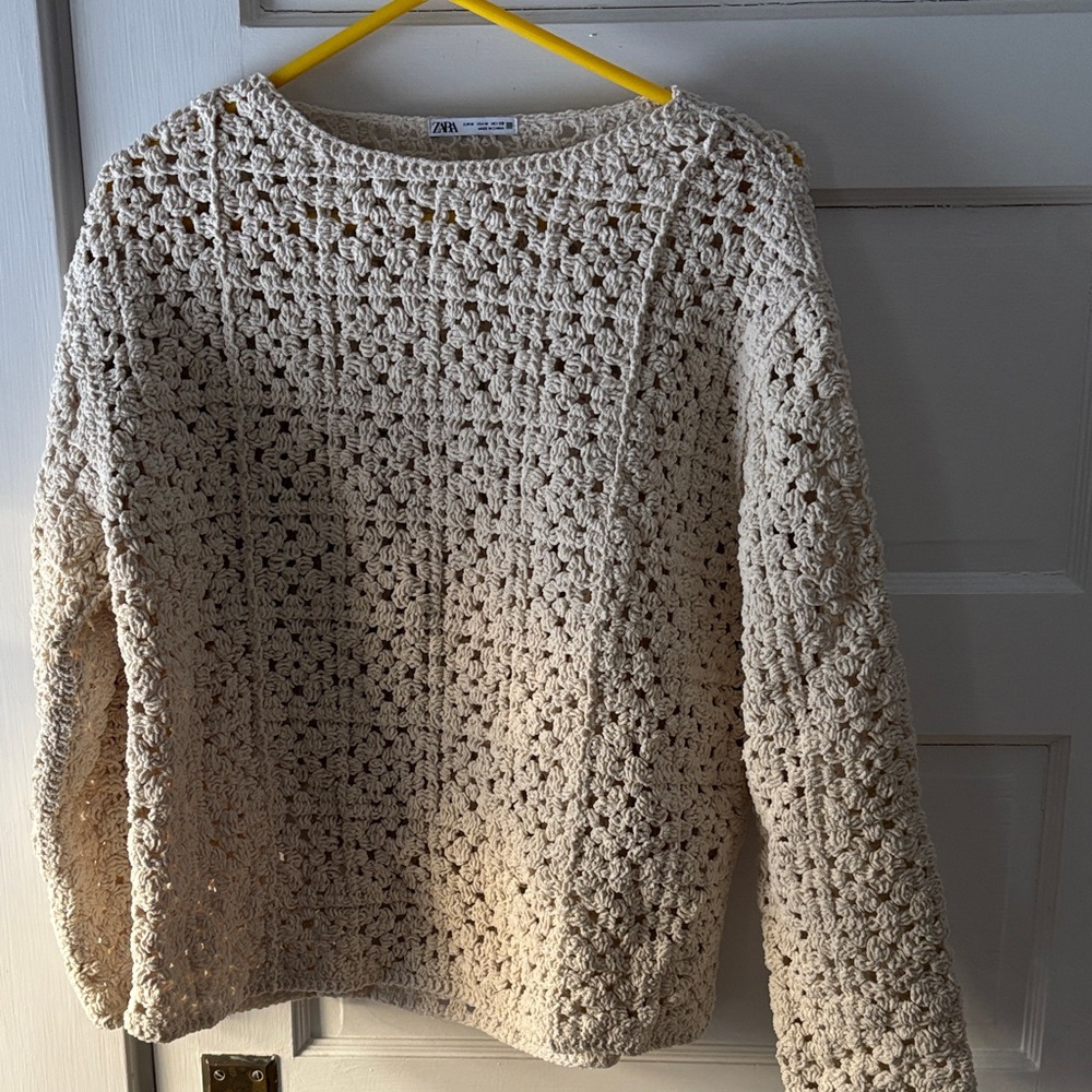 Zara Beige Crochet Sweater
